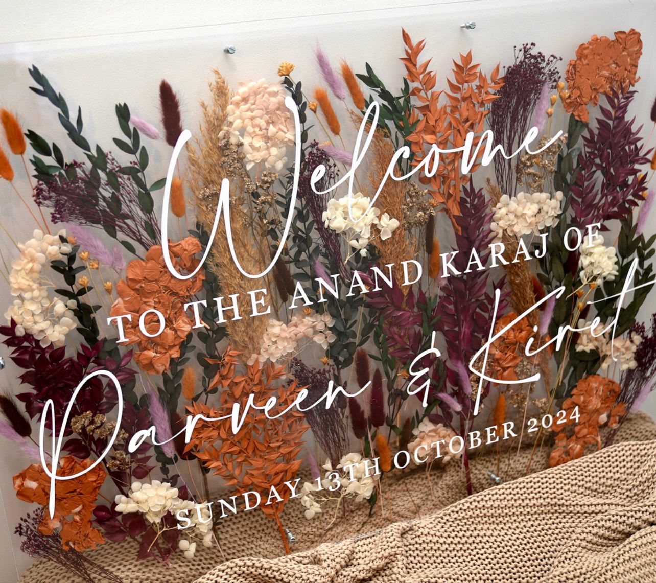 acrylic welcome sign - pressed flower