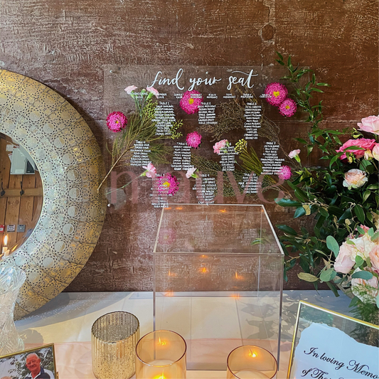 table plan pressed flower acrylic sign
